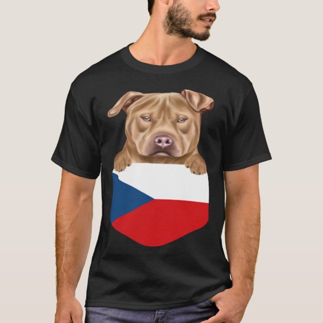Czech Republic Flag Usa Staffordshire Terrier Dog  T-Shirt (Vorderseite)