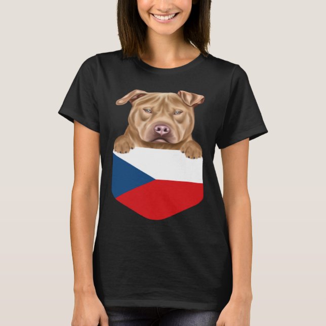 Czech Republic Flag Usa Staffordshire Terrier Dog  T-Shirt (Vorderseite)