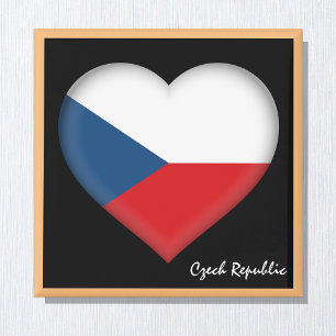 Czechia flag & Czech Heart, Czech Republic /sports Magnet