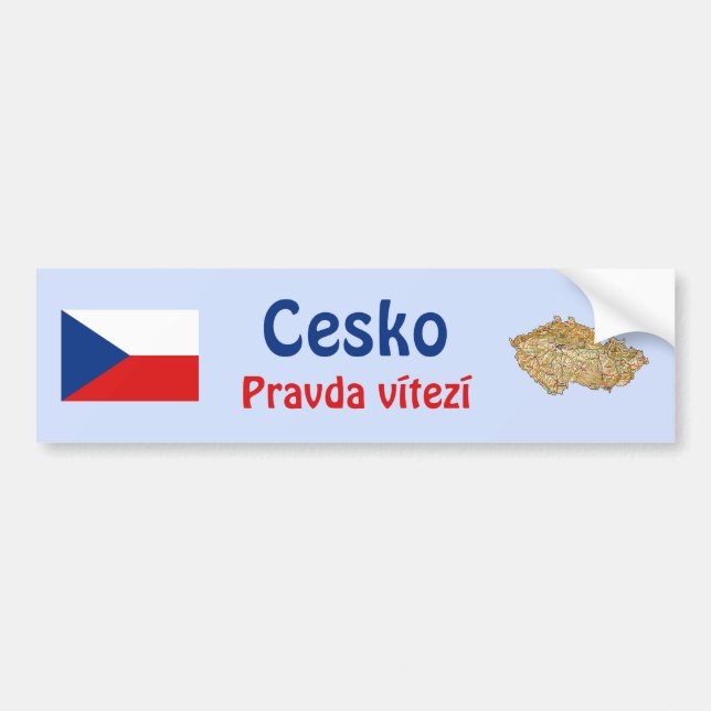 Czechia Flagge + Karten-Autoaufkleber Autoaufkleber (Vorne)