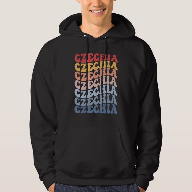 Czechia Groovy Retro Czech Hoodie (Vorderseite)