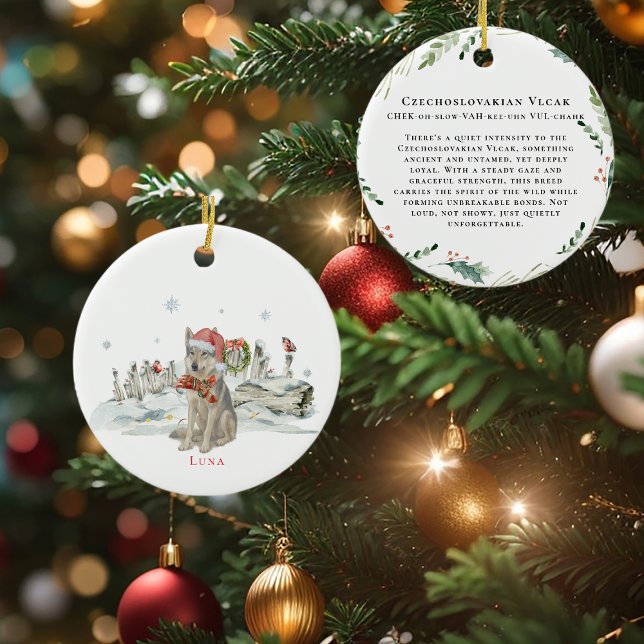 Czechoslovakian Vlcak Watercolor Dog Monogramm Keramik Ornament (Von Creator hochgeladen)