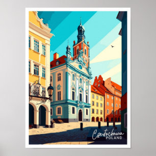 Czestochowa Polen Vintage Darstellung Poster