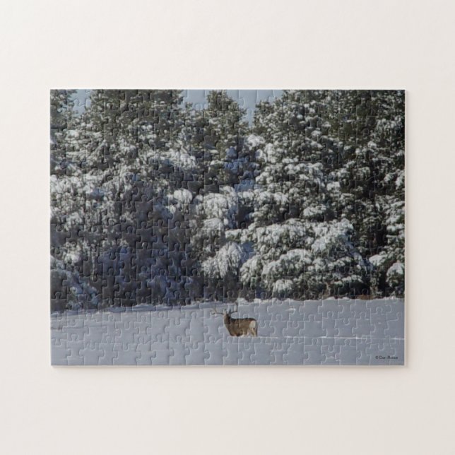 D17 Mule Deer in Snow Puzzle (Horizontal)