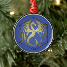 D20 Celtic Dragon DND Ornament Aus Metall