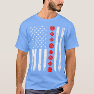 D20 Dice 4. Juli USA Flag Tabletop Dragons RPG T-Shirt