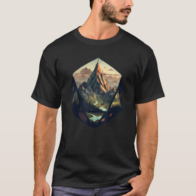 D20 Dice Art Fantasy Gaming Cool Realistic D20 dic T-Shirt (Vorderseite)