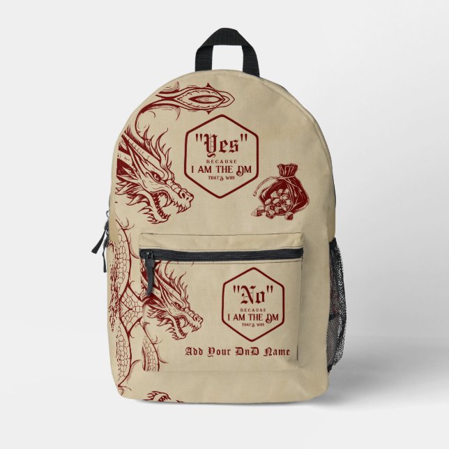 D20 Dice Celtic Dragon DND RPG weil DM Gamer Bedruckter Rucksack (Vorderseite)