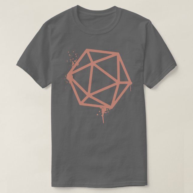 D20 Dice Flesh Pink Paint Tabletop RPG Gaming T-Shirt (Design vorne)