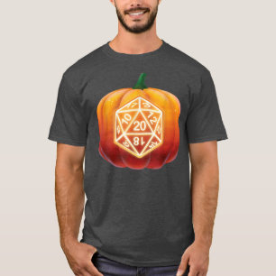 D20 Dice Halloween Pumpkin RPG Rollenspiel Gamer T-Shirt