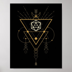 D20 Dice Sacred Geometry Minimalistisch Tabletop R Poster