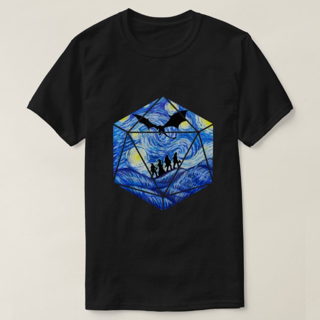 D20 Drachenhemd, Starry Night D20 T-Shirt, D20 Dic T-Shirt (Design vorne)