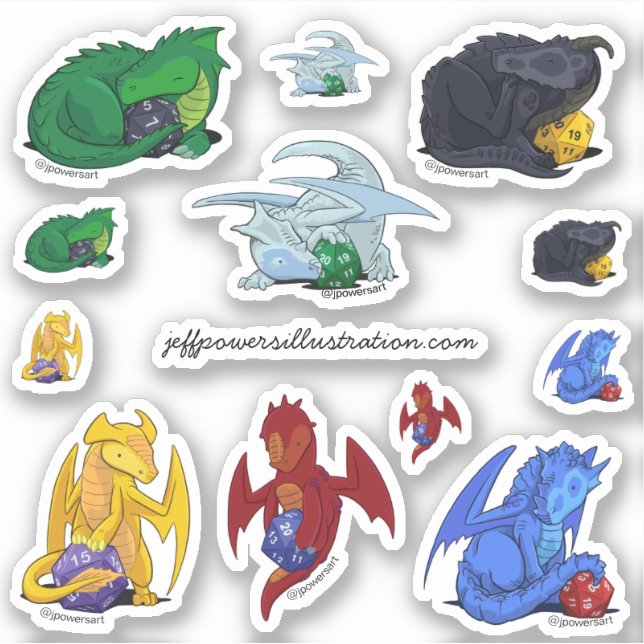 D20 Dragons Sticker Set (Vorderseite)