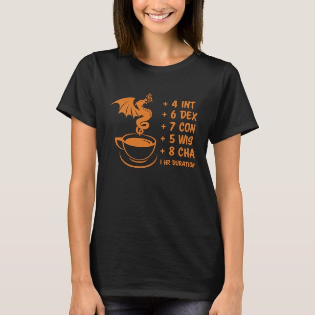 D20 Dungeon Game Coffee Potion Buff Stats Dragon A T-Shirt (Vorderseite)