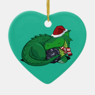 D20 Green Dragon - Holiday Edition Keramik Ornament