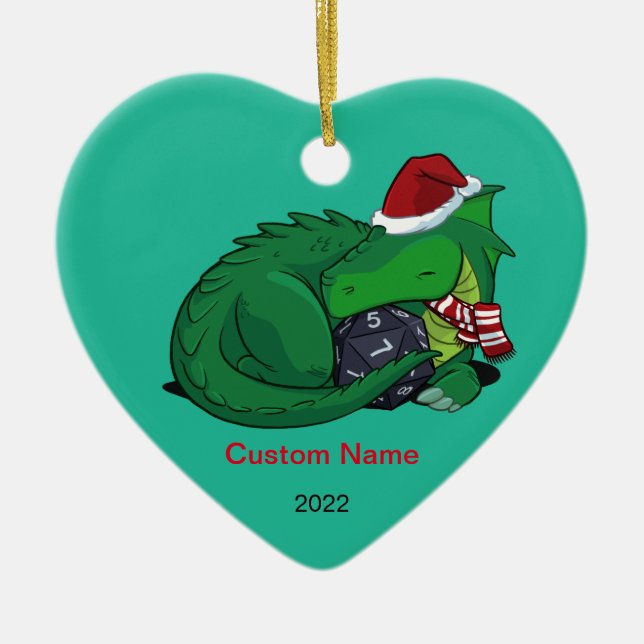 D20 Keramik-Ornament des grünen Drachens Keramik Ornament (Vorne)