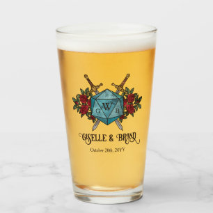 D20 Monogramm RPG Hochzeitsandenken Glas