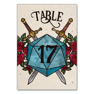 D20 Rosen RPG Hochzeit Tisch Nummer Tischnummer