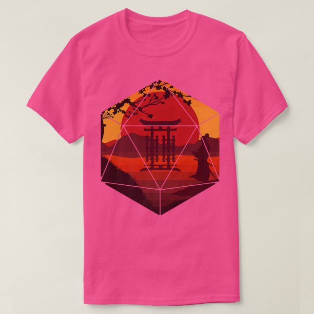 D20 RPG Dice Art Dungeons Krieger Samurai Fantasy  T-Shirt (Design vorne)