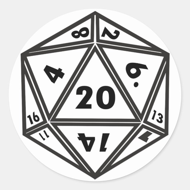 D20 RUNDER AUFKLEBER (Vorderseite)