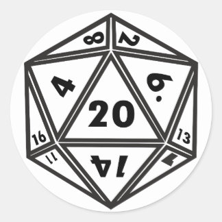 D20 RUNDER AUFKLEBER