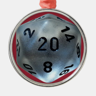 D20 SILBERNES ORNAMENT