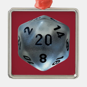 D20 SILBERNES ORNAMENT