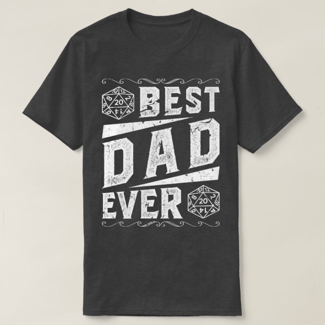 D20 Würfel Bester Vater je Game Master Tabletop Ro T-Shirt (Design vorne)