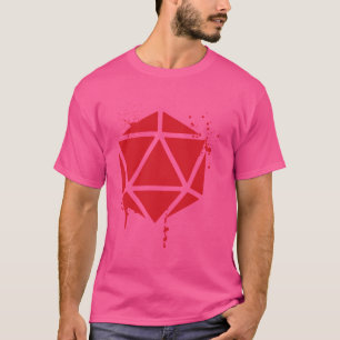 D20-Würfel Blutroter Sprühfarbe Brettspiel-RPG-Gam T-Shirt