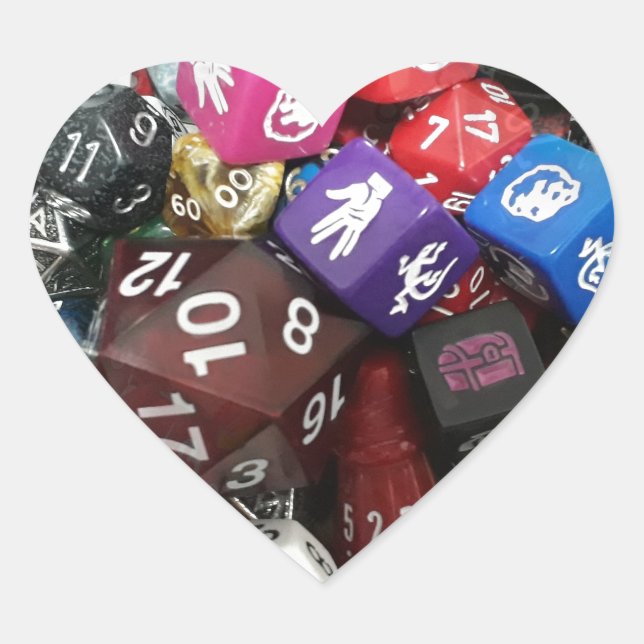 d20 Würfel Herz-Aufkleber (Vorderseite)