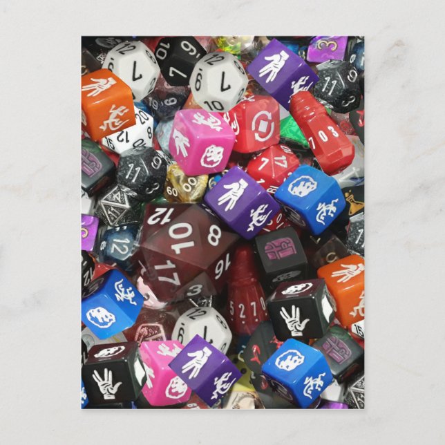 d20 Würfel Postkarte (Vorderseite)