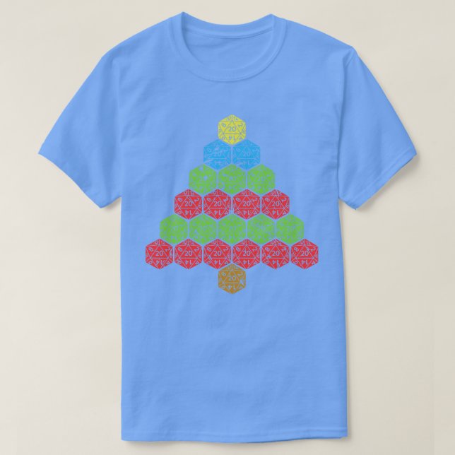 D20 Würfel RPG Ugly Weihnachtsbaum T-Shirt (Design vorne)