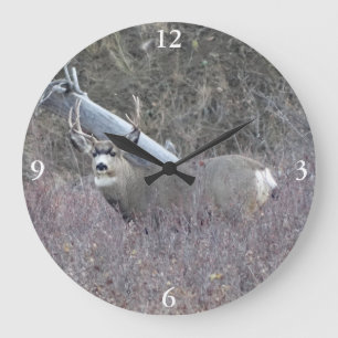D32 Mule Deer Buck Große Wanduhr