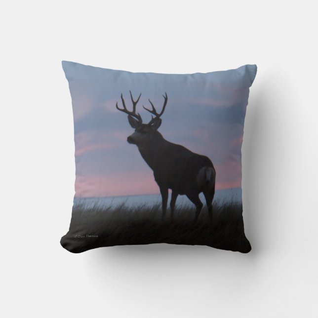 D3 Mule Deer Buck Sunrise Buck Kissen (Vorderseite)