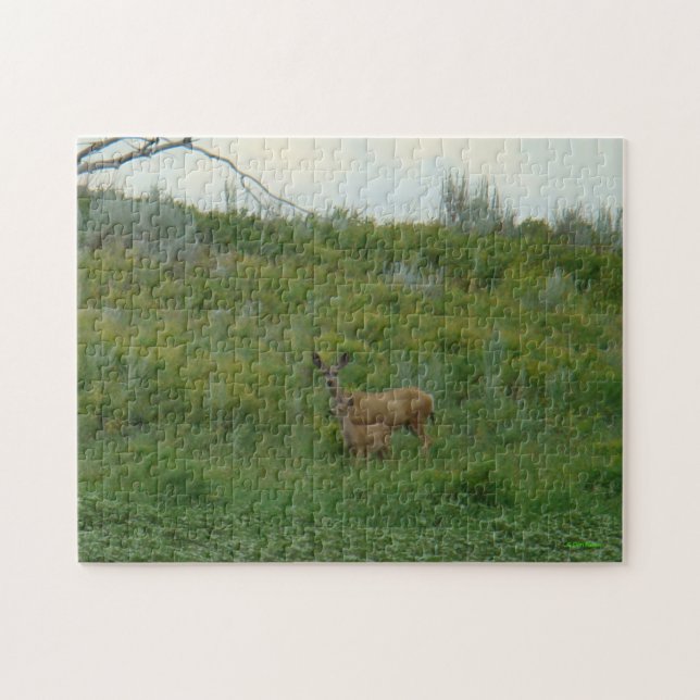D5 Maultierhirsch Weibchen und Kitz Puzzle (Horizontal)