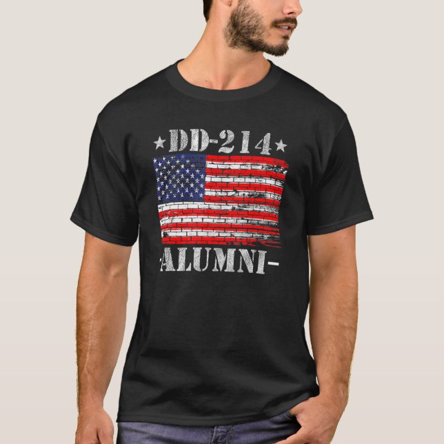 D-214 Alumni Military Veteran American Flag Patri T-Shirt (Vorderseite)