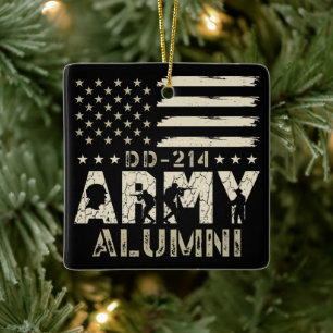 D-214 Militärische US-Flag Veteran der Armee Alumn Keramikornament