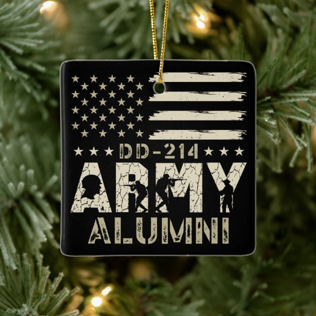 D-214 Militärische US-Flag Veteran der Armee Alumn Keramikornament (Baum)