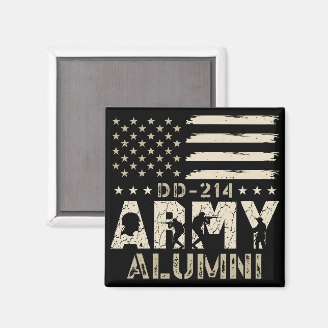 D-214 Militärische US-Flag Veteran der Armee Alumn Magnet (Vorderseite/Rückseite)