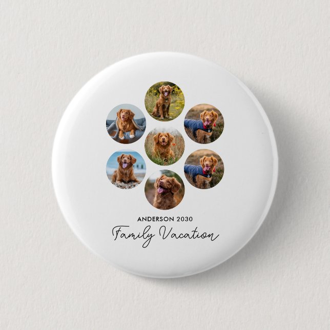 D 7 Photo Collage Family Vacation  Button (Vorderseite)