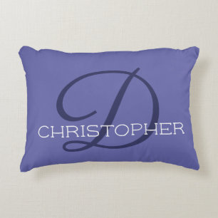 D Anfangs Personalized Name Blue Trendy Dekokissen