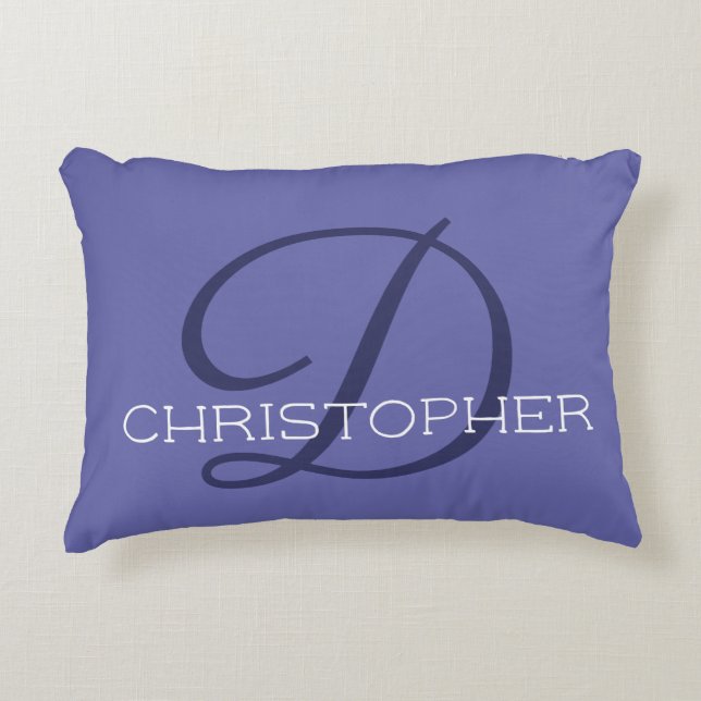 D Anfangs Personalized Name Blue Trendy Dekokissen (Vorderseite)