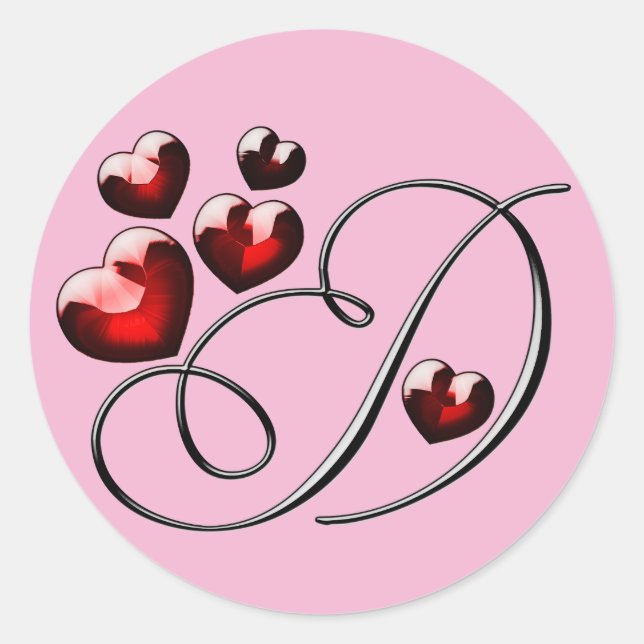 D-Aufkleber für Monogramm Runder Aufkleber (Vorderseite)