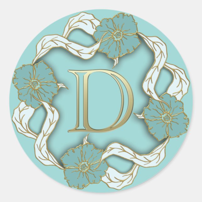 D-Aufkleber für Monogramm Runder Aufkleber (Vorderseite)