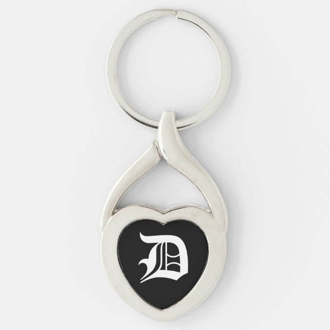"D" Black Heart Keychain Schlüsselanhänger (Vorderseite)