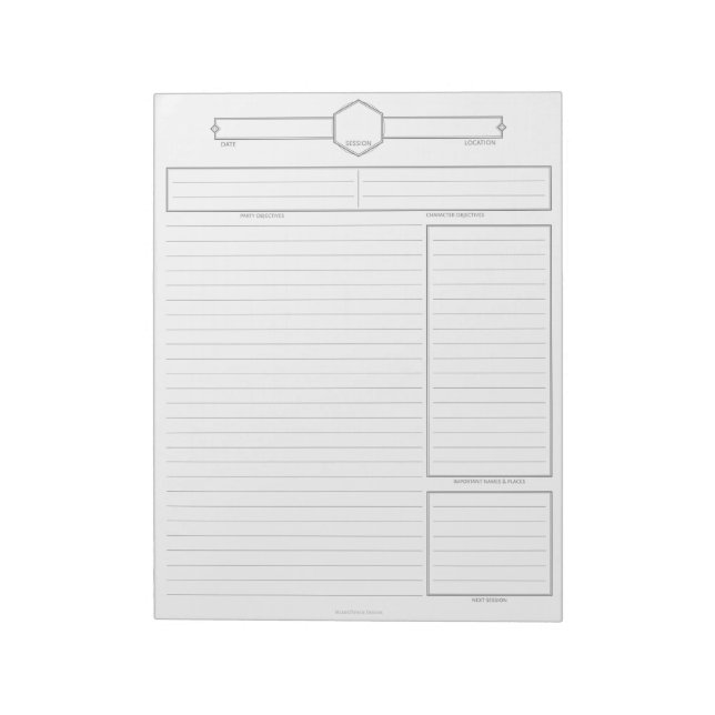 D&D Player Session Notepad Notizblock (Rotiert)