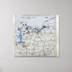 D-Day Map des Zweiten Weltkriegs 6. Juni 1944 Leinwanddruck