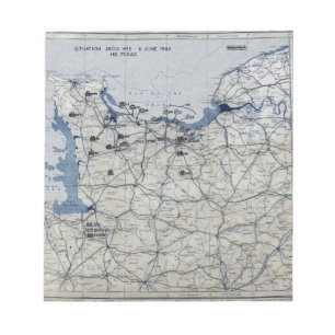 D-Day Map des Zweiten Weltkriegs 6. Juni 1944 Notizblock