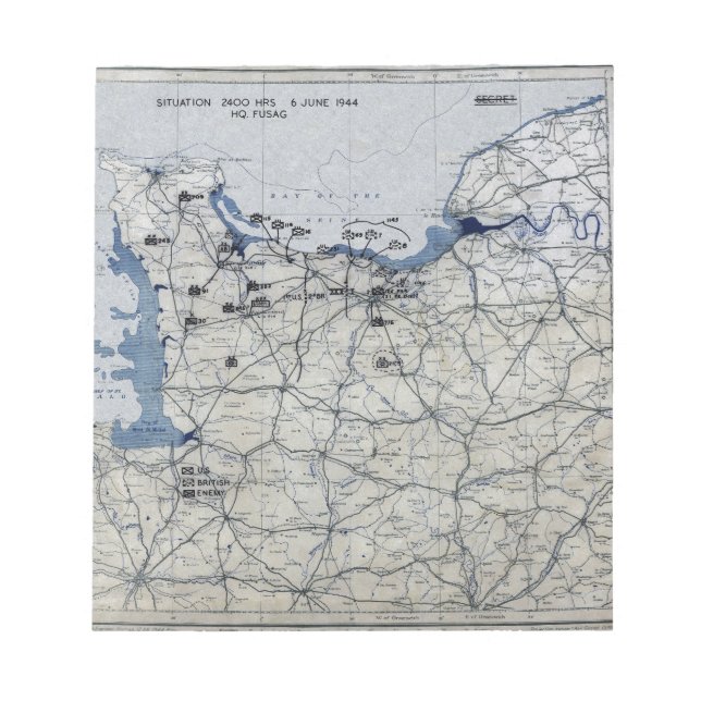 D-Day Map des Zweiten Weltkriegs 6. Juni 1944 Notizblock (Vorderseite)