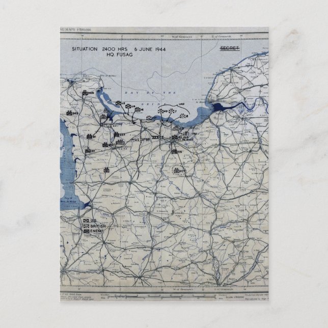 D-Day Map des Zweiten Weltkriegs 6. Juni 1944 Postkarte (Vorderseite)